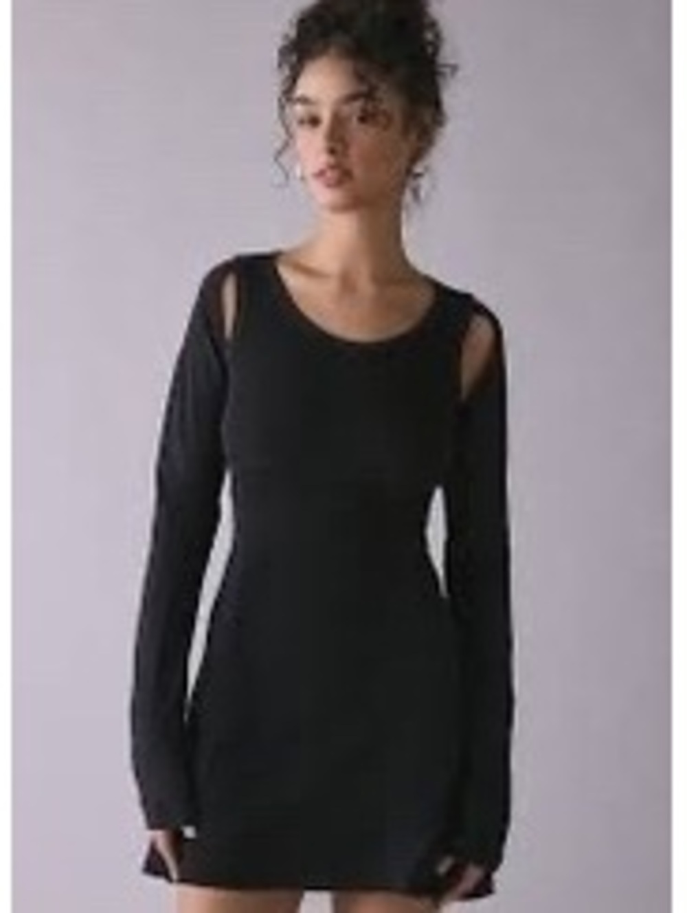The Ragged Priest Agent Cut-Out Ribbed Jersey Knit Mini Dress - Black